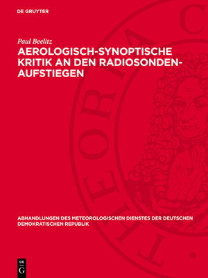 cover image of Aerologisch-synoptische Kritik an den Radiosonden-Aufstiegen